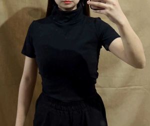 Black Turtleneck T-Shirt