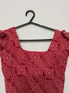 Red Bandhani Print Blouse