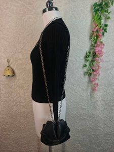 Chic Black Cable Knit Bow Detail Sweater