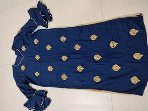 Party wear Blue Kurta With Golden Worked Butis