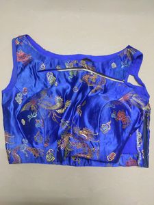 Beautiful Sleeveless Blue Blouse with Neck Design