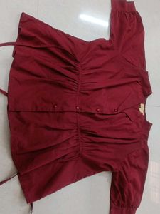 Maroon Top with Tie Details