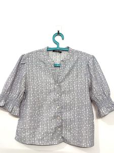 Stylish Grey Polka Dot Blouse