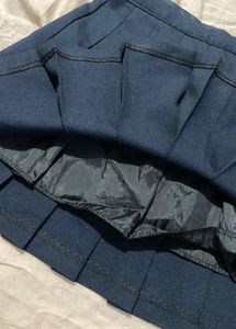 Navy Pleated Skirt