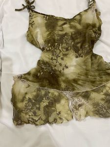 Unique Green Tie-Dye y2k top