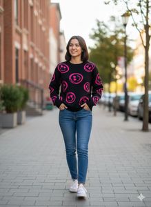 Smiley Face Knit Sweater