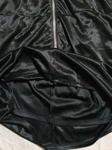 Sleek Black Satin Mini Dress