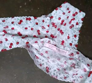 Cute Cherry Print Lace Panty