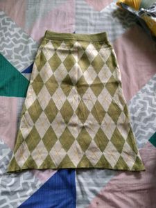 Argyle Knit Korean style Midi Skirt