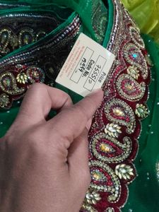 Elegant Green Embellished Saree