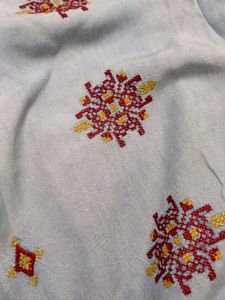 Embroidered Denim Top