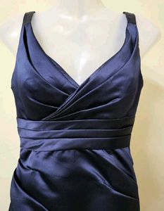Elegant Navy Blue Satin Dress