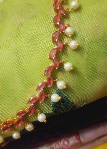 Pink Ruby Pearl 1gm Gold Necklace