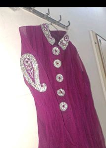 party wear Purple Kurta Suit three piece
