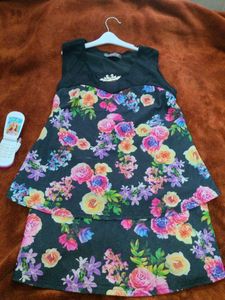 Floral Dress with Black Top