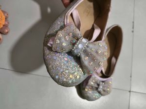 Kids Sparkly Bow Ballet Flats