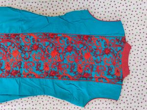 L - Xl Size Sky Blue Suit Set With Plazo