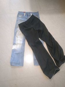 black flared &amp; blue semi bootcut