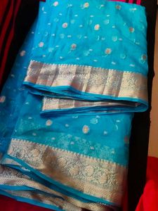 Beautiful Teal Blue Saree