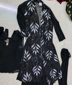 Stunning Black Sequined Kurta Set