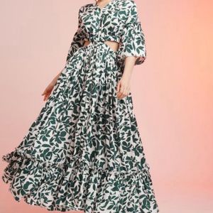 Boho Leaf Print Maxi Dress