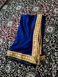 Royal Blue Dupatta with Embellished Border