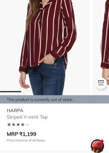 Maroon Striped V-Neck Top