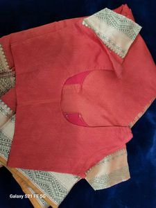 Beautiful Orange Saree with Gold Border