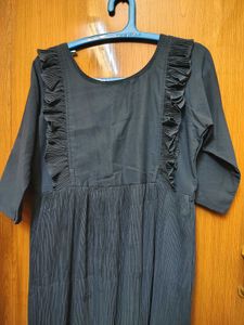 New Elegant Dark Grey Pleated Ethnic Gown