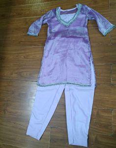light Purple Kurta with pant &amp; crop top