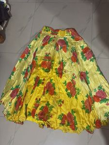 Floral Yellow silk Ethnic Skirt