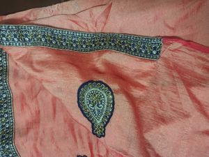 Embroidered Peach Silk Saree