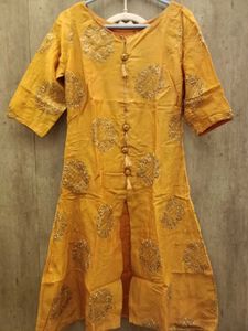 Elegant Orange & Golden Embroidered Co-ord