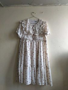 Cute Strawberry Print Tiered Dress