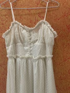 Cream Swiss Dot Maxi Dress