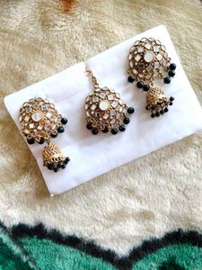 Mirror Jhumki &amp; Maang Tikka set