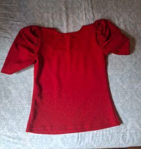Vibrant Red Square Neck Top