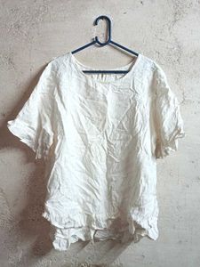 Off-White Ruffle Sleeve Top Oversized