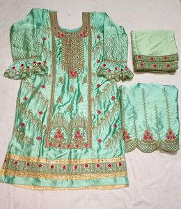 Exquisite Teal Kurta Set with Dupatta