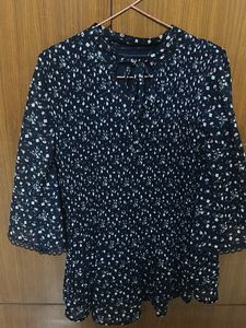 Chic Floral Print Mock Neck Top