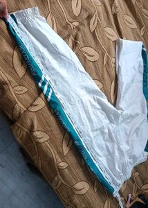 Stylish White &amp; Teal Track Pants