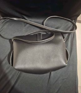 Chic Black Faux Leather Crossbody Bag