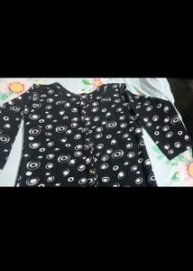 Stylish Black Kurta with White Circles