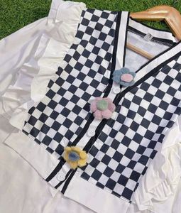 Checkered V-Neck Vest with White Shirt