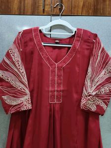 Elegant Red  Suit with Pearl Handwork