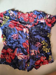 Vibrant Floral stretchable Print Button-Up Top
