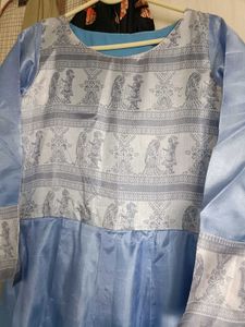 Blue Embroidered Long Dress