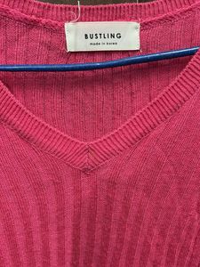 Pink Knit V-Neck Top