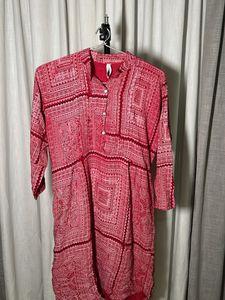 Red Printed Cotton Kurta