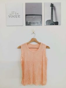 Peach Knit Sleeveless Top